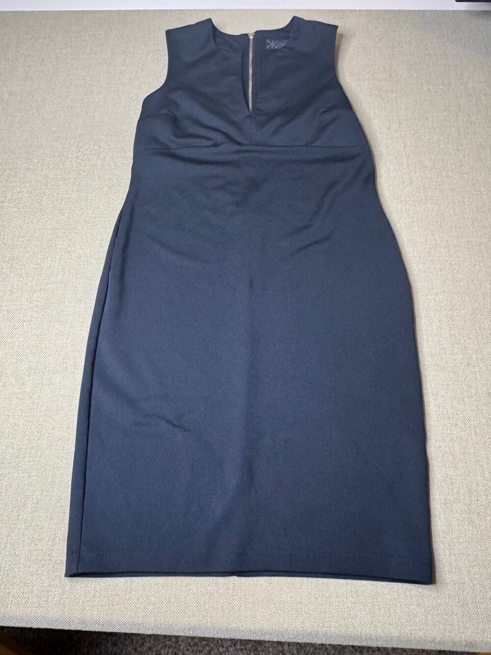 Kardashian Kollection Large Black Sleeveless Sheath Midi Dress Gold Zip
